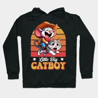 Cartoon Cowboy Mouse Riding on Cat - Little Big Catboy Hoodie